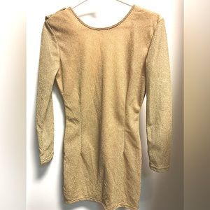 Gold sparkle mini dress with low scoop back size S